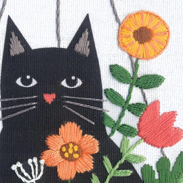 Alt view image 4 of 7 - Dimensions 72-76916 Cat Planter Embroidery Needlepoint Kit for Beginners, 6" D, Multicolor, 5pcs