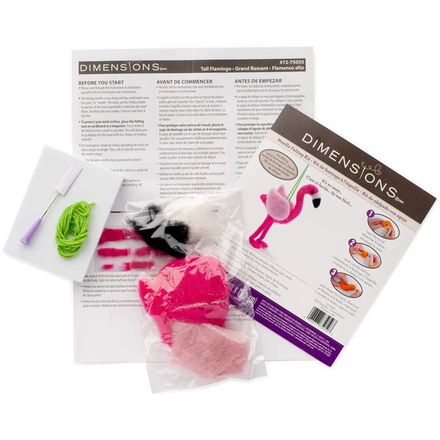 Alt view image 3 of 5 - Dimensions Flamingo Felt Animals Needle Felting Craft Kit, 4'' x 6''