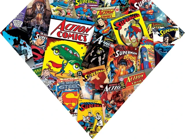 Alt view image 8 of 9 - DC Comics - Superman Logo and Collage Double-Sided Shaped Jigsaw Puzzle: 600 Pcs