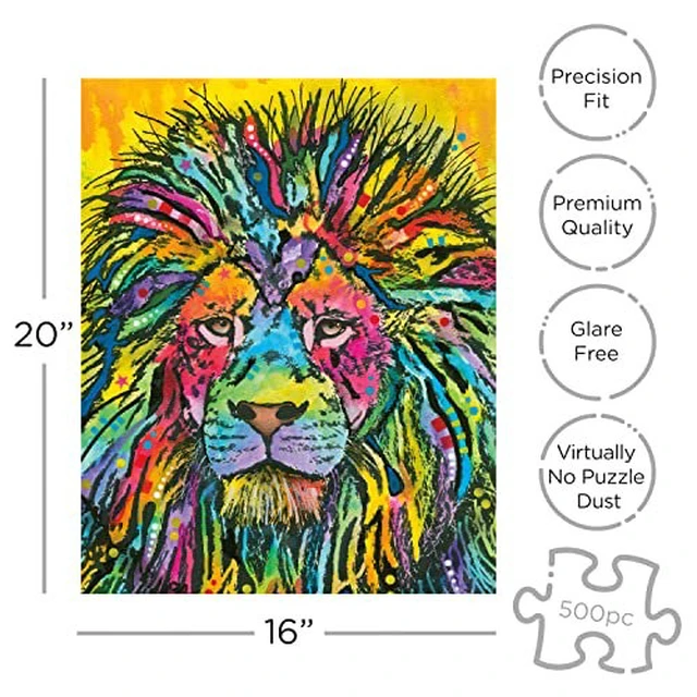 Alt view image 2 of 7 - AQUARIUS Dean Russo Lion Jigsaw Puzzle (500 Piece Jigsaw Puzzle) - Glare Free - Precision Fit - Officially Licensed Dean Russo Merchandise & Collectibles - 14 x 19 Inches