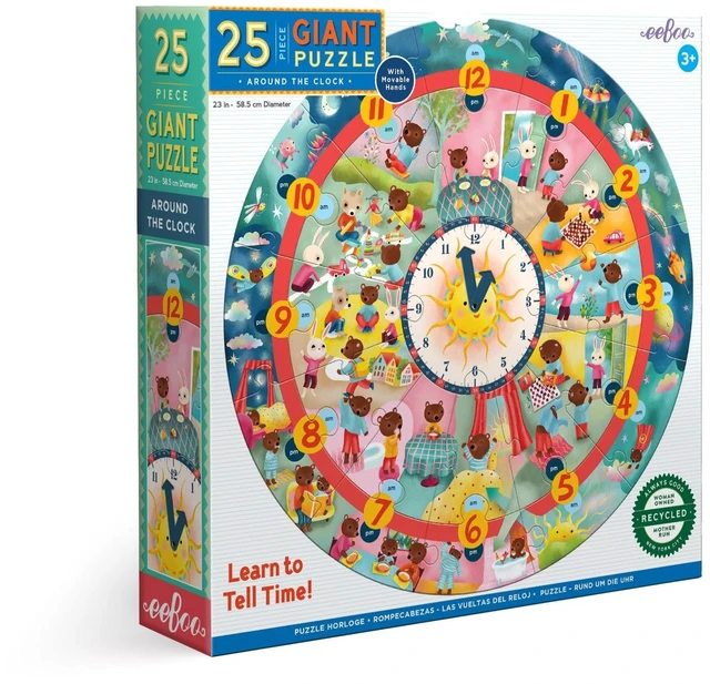 Main image of eeBoo: Around The Clock Jigsaw Puzzle, Engaging Way to Teach Time Telling, Provides an Innovative, Educational Experience, Perfect for Ages 3 and up