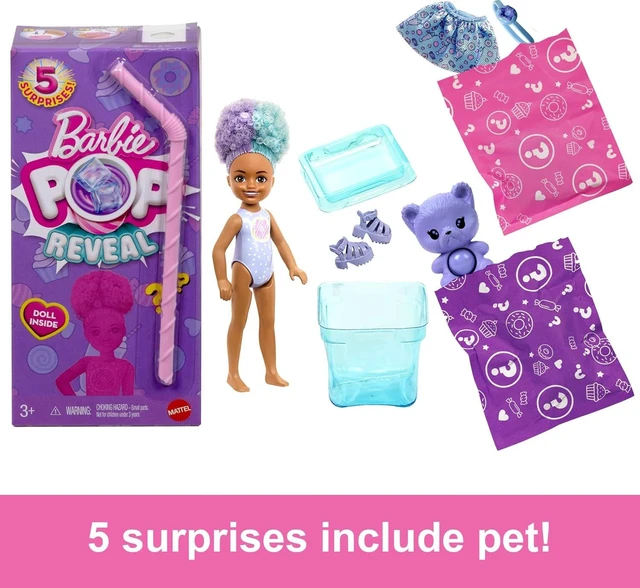 Alt view image 4 of 5 - Barbie Chelsea Pop Reveal Doll Set, Treat Series with 5 Surprises Including Scented Small Doll, Pop-It Pet & Color Change (Styles May Vary)