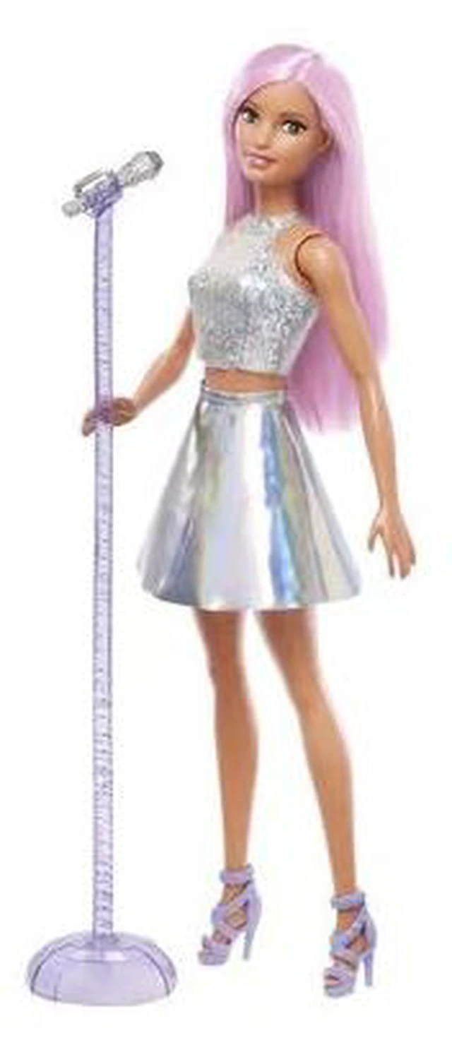 Alt view image 2 of 2 - Barbie Pop Star Doll Dressed In Iridescent Skirt with Microphone