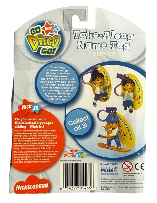 Alt view image 2 of 2 - Dora the Explorer Go Diego Go Take Along Name Tag Clip On