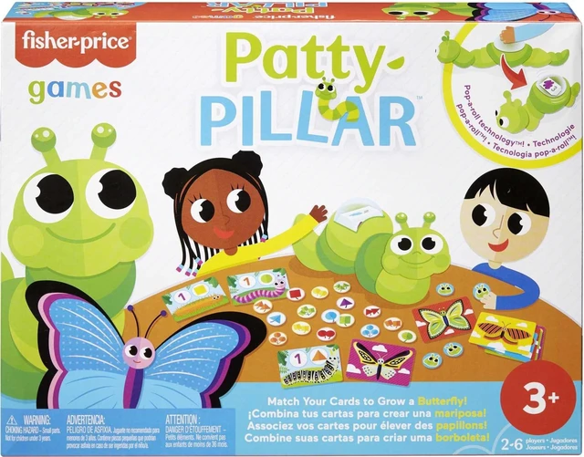 Main image of Mattel Games Patty-Pillar Fisher-Price Kids Pre-School Game, Colors, Shapes & Matching with Cards, Tokens & Caterpillar Spinner, 2 to 6 Players, Gift for Kids Ages 3 Years & Older
