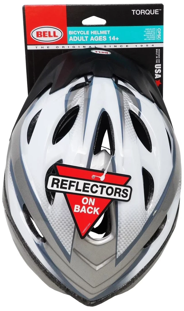Main image of Bell Adult Torque White/Titanium Carbon Fiber Bicycle Helmet 14+