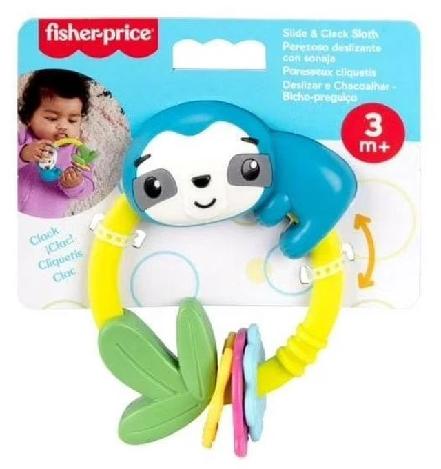 Main image of Fisher-Price Slide & Clack Sloth Baby Teether Toy Sensory Activity