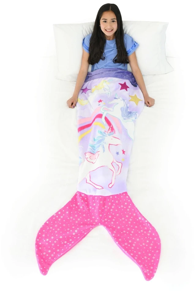 Main image of Blankie Tails - Unicorn Mermaid Blanket - Double Sided Fleece Mermaid Tail Blanket - Throw Mermaid Tails for Girls Machine Washable, Perfect for Gifts, Sleepovers, & Daily Use for Kids, Adults & Teens