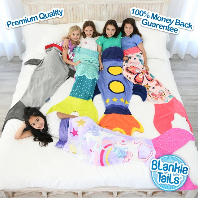 Alt view image 6 of 7 - Blankie Tails - Unicorn Mermaid Blanket - Double Sided Fleece Mermaid Tail Blanket - Throw Mermaid Tails for Girls Machine Washable, Perfect for Gifts, Sleepovers, & Daily Use for Kids, Adults & Teens