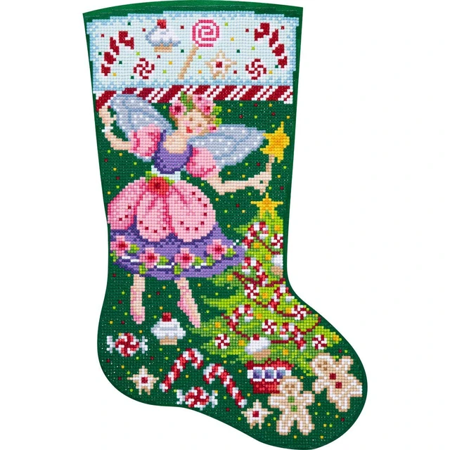 Alt view image 3 of 6 - Bucilla 89320E Felt Applique Gem Dots Stocking Kit, Sugarplum Fairy, 18"