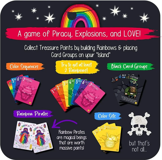 Alt view image 4 of 4 - Goliath Games Rainbow Pirates: A Game of Piracy, Explosions and Love! | Party Games | Card Games | for 2-5 Players | Ages 7+,Black