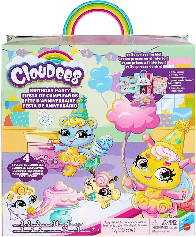 Main image of Cloudees Collectible Pets Birthday Ice Cream Party Set, Cloud-Themed Toys