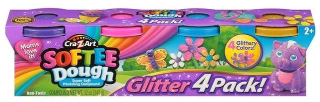 Main image of Cra-Z-Art Softee Dough, Super Soft, Glitter, 4 Pack