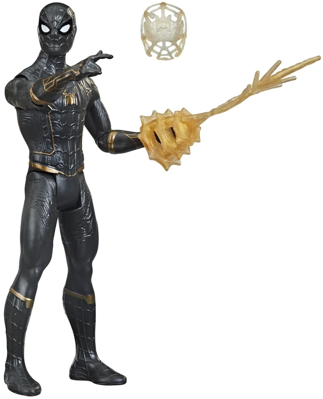 Main image of Marvel Spider-Man 6-Inch Mystery Web Gear Black and Gold Suit Spider-Man Action Figure, Includes Mystery Web Gear Armor Accessory and Character Accessory, Ages 4 and Up