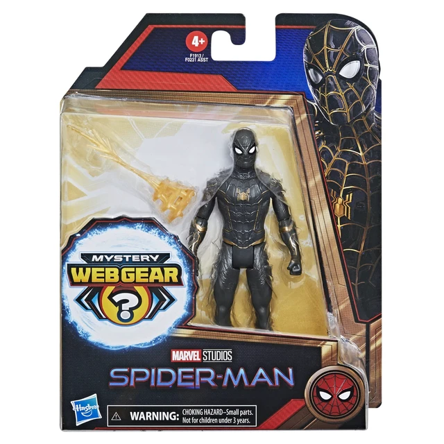 Alt view image 3 of 4 - Marvel Spider-Man 6-Inch Mystery Web Gear Black and Gold Suit Spider-Man Action Figure, Includes Mystery Web Gear Armor Accessory and Character Accessory, Ages 4 and Up