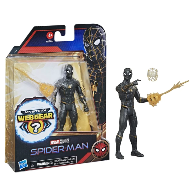 Alt view image 2 of 4 - Marvel Spider-Man 6-Inch Mystery Web Gear Black and Gold Suit Spider-Man Action Figure, Includes Mystery Web Gear Armor Accessory and Character Accessory, Ages 4 and Up
