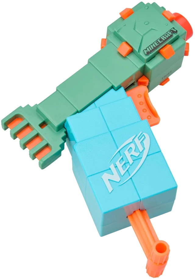 Main image of Nerf MicroShots Minecraft Guardian Mini Blaster, Minecraft Guardian Mob Design, Includes 2 Official Elite Darts, Priming Handle