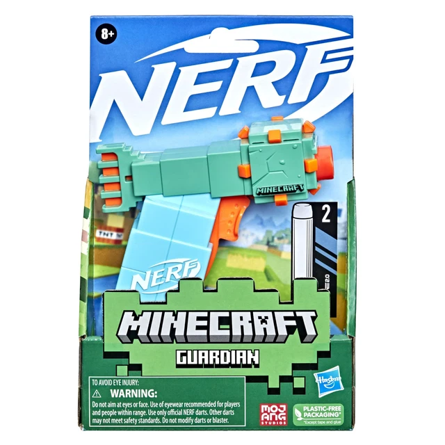Alt view image 3 of 6 - Nerf MicroShots Minecraft Guardian Mini Blaster, Minecraft Guardian Mob Design, Includes 2 Official Elite Darts, Priming Handle