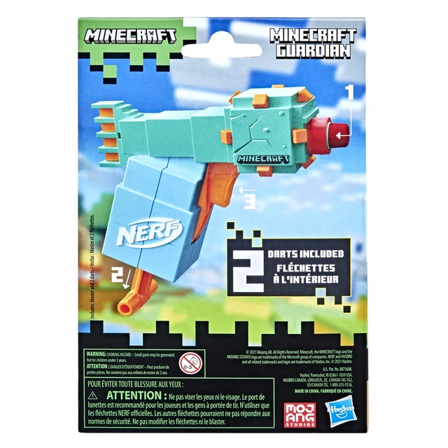Alt view image 4 of 6 - Nerf MicroShots Minecraft Guardian Mini Blaster, Minecraft Guardian Mob Design, Includes 2 Official Elite Darts, Priming Handle