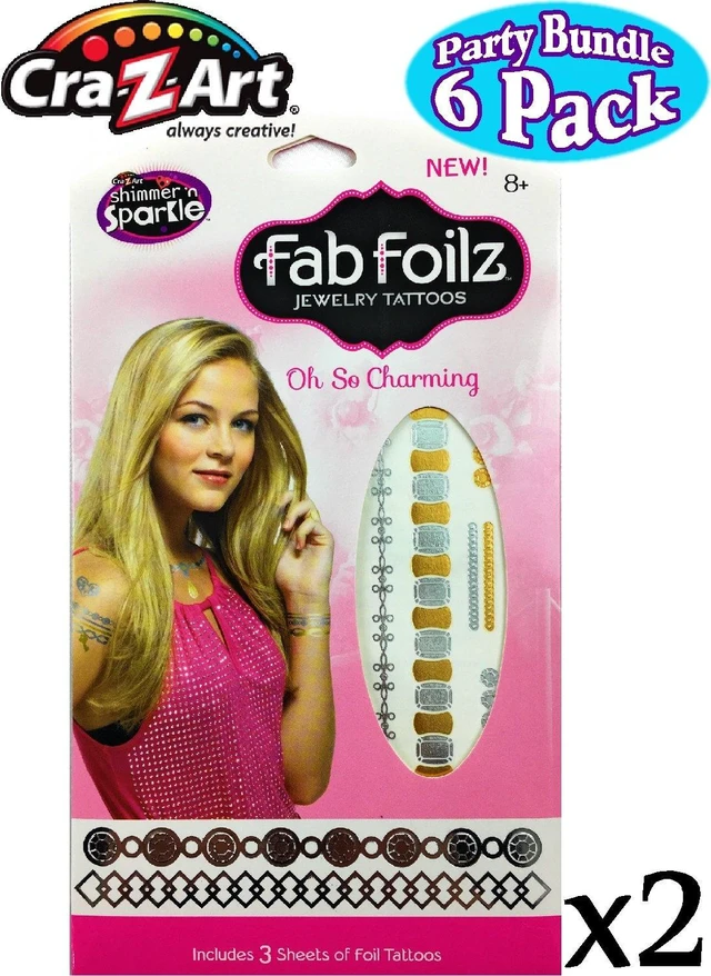 Alt view image 2 of 6 - Fab Foilz Temporary Tattoos Gift Set Party Bundle - 6 Pack (Over 200 Tattoos)