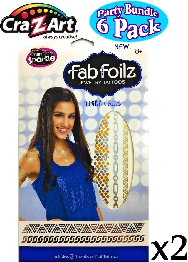 Alt view image 3 of 6 - Fab Foilz Temporary Tattoos Gift Set Party Bundle - 6 Pack (Over 200 Tattoos)