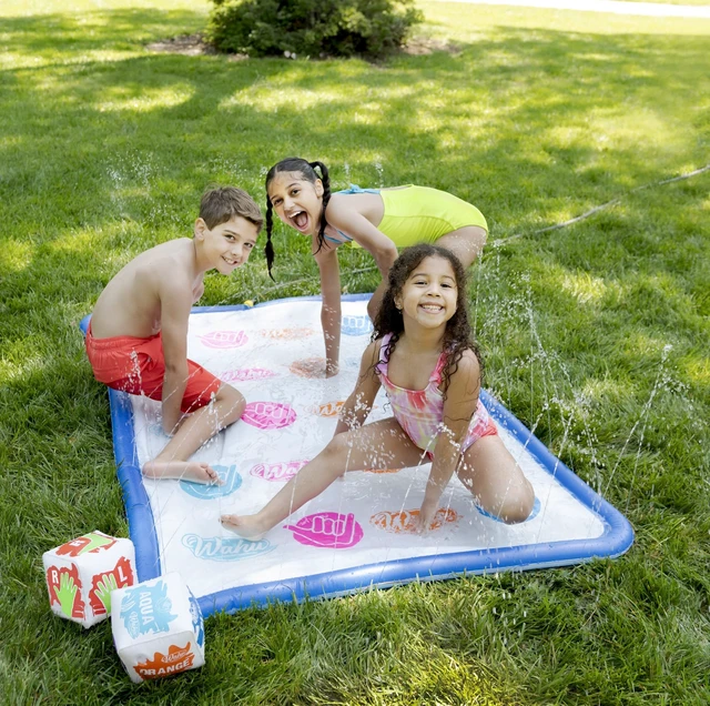 Alt view image 3 of 7 - Wahu Splash 'N' Tangle Water Game for Kids Ages 5+ and Adults, Kids Outdoor Twister Water Game with Play Mat, Hose Connector, and 2 Dice, Multicolor