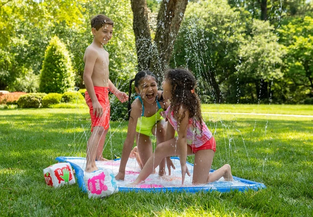 Alt view image 5 of 7 - Wahu Splash 'N' Tangle Water Game for Kids Ages 5+ and Adults, Kids Outdoor Twister Water Game with Play Mat, Hose Connector, and 2 Dice, Multicolor