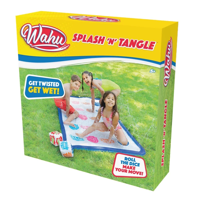 Alt view image 7 of 7 - Wahu Splash 'N' Tangle Water Game for Kids Ages 5+ and Adults, Kids Outdoor Twister Water Game with Play Mat, Hose Connector, and 2 Dice, Multicolor