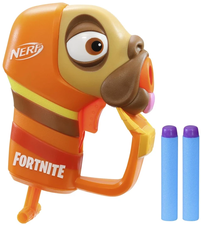 Main image of Nerf Fortnite Micro Doggo Mini Dart-Firing Blaster - Fortnite Doggo Outfit Design - Includes 2 Official Nerf Elite Darts