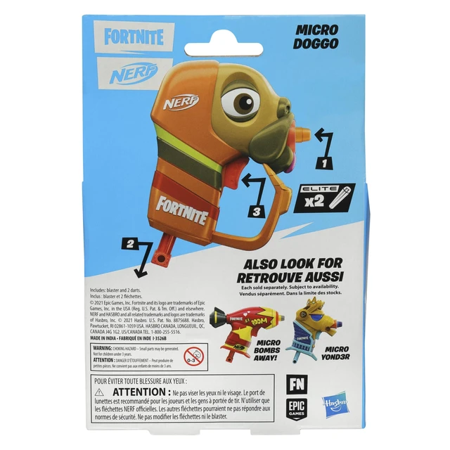 Alt view image 4 of 4 - Nerf Fortnite Micro Doggo Mini Dart-Firing Blaster - Fortnite Doggo Outfit Design - Includes 2 Official Nerf Elite Darts