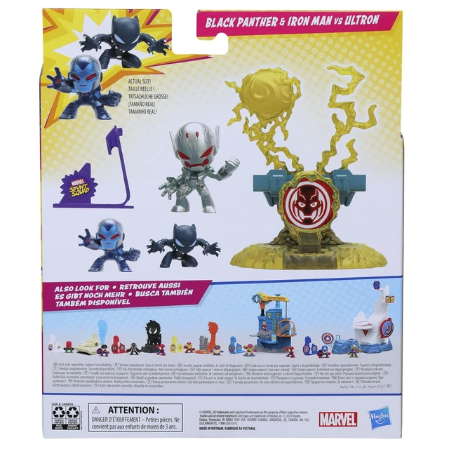 Alt view image 4 of 4 - Marvel Stunt Squad Villain Knockdown Playset, Black Panther and Iron Man vs. Ultron, 1.5-Inch Action Figures, Toys for Kids Ages 4 and Up, Large