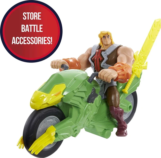Alt view image 2 of 6 - Masters of the Universe He-Man and The Action Figure + Vehicle Based on Animated Series, Articulated Battle Characters, Gift for 4 Years and Older