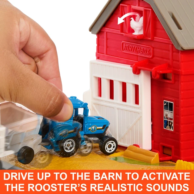 Alt view image 5 of 6 - Matchbox Toy Car & Playset, Action Drivers Farm Adventure with 1:64 Scale Tractor & Trailer, 2 Hay Bales & Detachable Goat, Horse & Cow Figures & Sounds