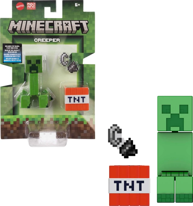 Main image of Mattel Minecraft Action Figure & Accessories 2-Pack with Creeper in 3.25-inch Scale, Collectible Toy Set