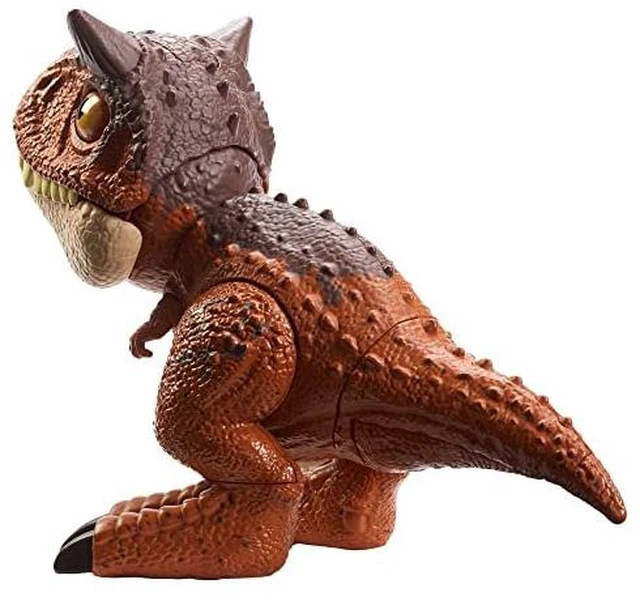 Alt view image 2 of 7 - Jurassic World Toys Chompin Carnotaurus Toro Dinosaur Action Figure Camp Cretaceous with Button-Activated Chomping & Other Motions, Realistic Sculpting, Kid Gift Age 4 Years & Up, Multi