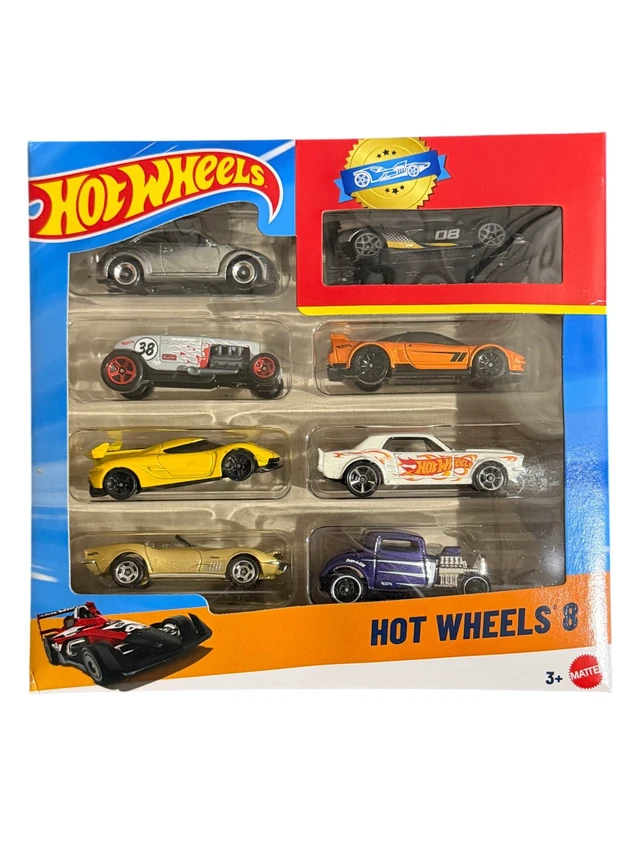 Alt view image 2 of 6 - Hot Wheels Set of 8 Basic Toy Cars & Trucks in 1:64 Scale Including 1 Exclusive