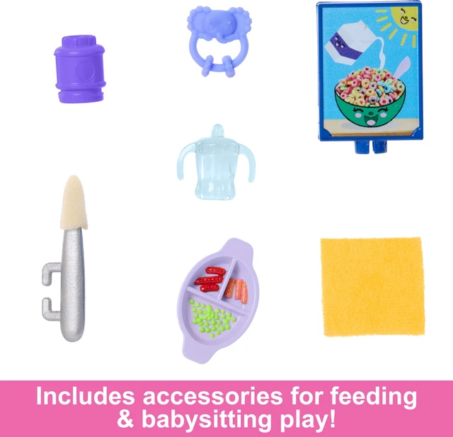 Alt view image 5 of 6 - Barbie Skipper Doll & Playset with Accessories, Babysitting Set Themed to Mealtime, Color-Change Toy Play