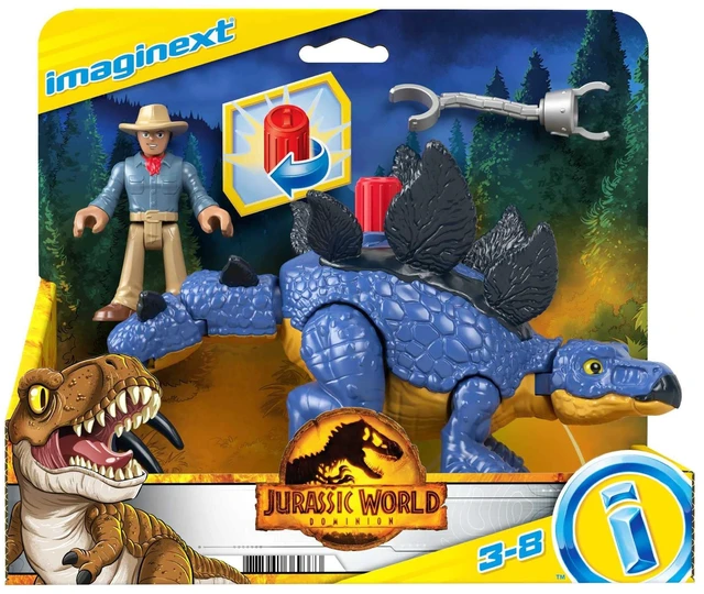 Alt view image 6 of 6 - Fisher-Price Imaginext Jurassic World Dinosaur Toy Stegosaurus & Dr. Alan Grant Figure Set for Pretend Play Preschool Kids Ages 3+ Years