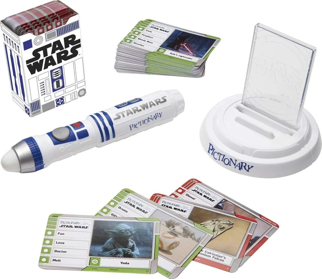 Alt view image 5 of 6 - Mattel Games Pictionary Air Star Wars Family Game for Kids & Adults with R2-D2 Light Pen and Themed Picture Clue Cards