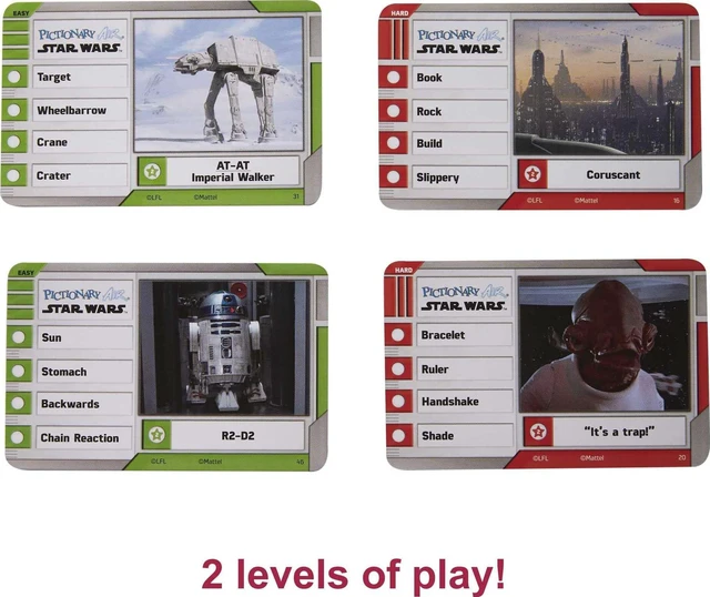 Alt view image 4 of 6 - Mattel Games Pictionary Air Star Wars Family Game for Kids & Adults with R2-D2 Light Pen and Themed Picture Clue Cards