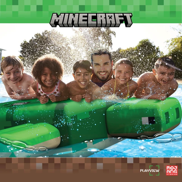 Alt view image 5 of 7 - Officially Licensed Minecraft Ride-On Turtle Pool Raft Float - Dive into Beach Biome Fun, Oversized 72"x72"