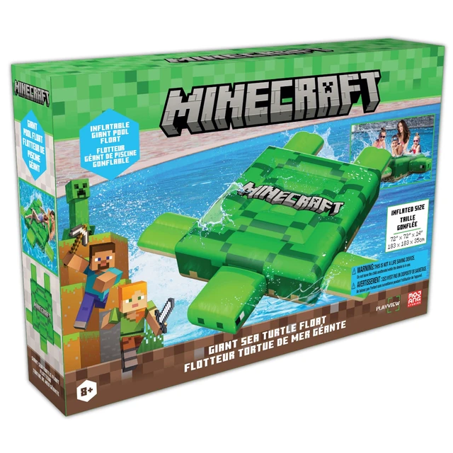 Alt view image 2 of 7 - Officially Licensed Minecraft Ride-On Turtle Pool Raft Float - Dive into Beach Biome Fun, Oversized 72"x72"