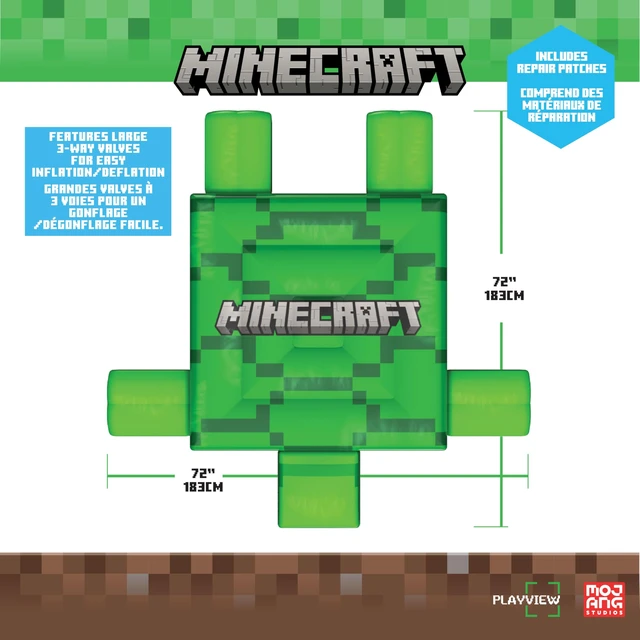 Alt view image 3 of 7 - Officially Licensed Minecraft Ride-On Turtle Pool Raft Float - Dive into Beach Biome Fun, Oversized 72"x72"