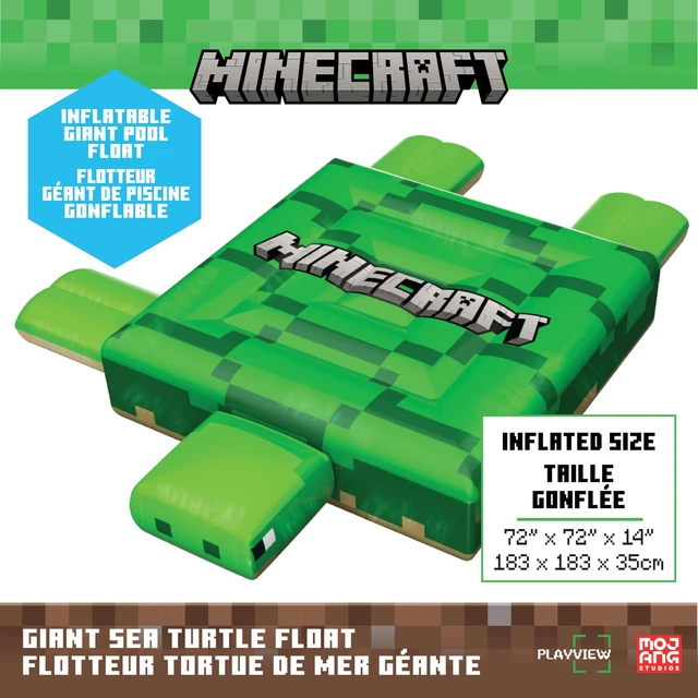 Alt view image 4 of 7 - Officially Licensed Minecraft Ride-On Turtle Pool Raft Float - Dive into Beach Biome Fun, Oversized 72"x72"
