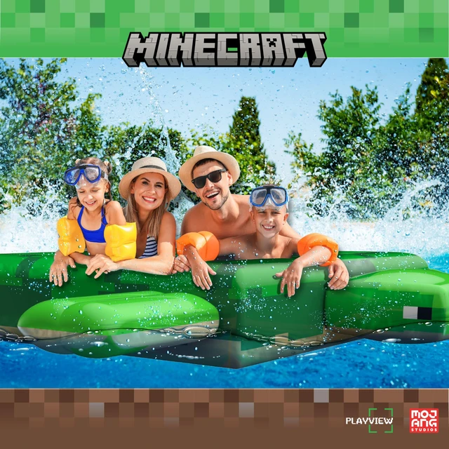 Alt view image 6 of 7 - Officially Licensed Minecraft Ride-On Turtle Pool Raft Float - Dive into Beach Biome Fun, Oversized 72"x72"