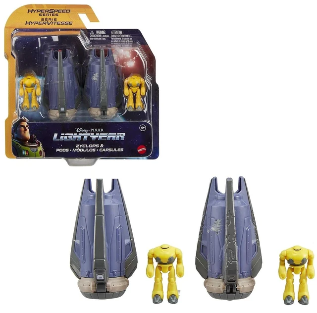 Main image of Mattel Disney Pixar Lightyear Hyperspeed Series Zyclops Space Pod Battle Damage & Zyclops Figure, 3.78 Inch Long Vehicle & 1.75 Inch Figure, Toy 4 Years & Up