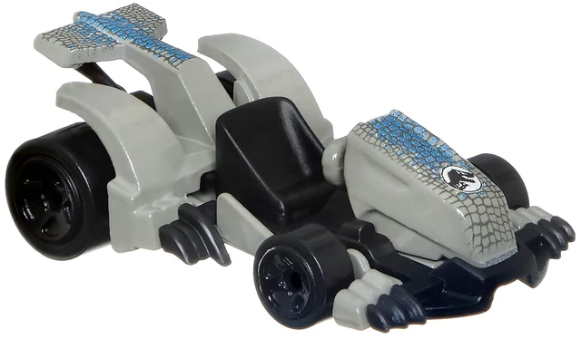 Main image of Hot Wheels Jurassic World Set Character Cars 4 Pack, Velociraptor Beta, Velociraptor (Blue), Tyrannosaurus Rex, Giganotosaurus