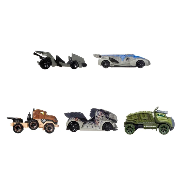 Alt view image 5 of 7 - Hot Wheels Jurassic World Set Character Cars 4 Pack, Velociraptor Beta, Velociraptor (Blue), Tyrannosaurus Rex, Giganotosaurus