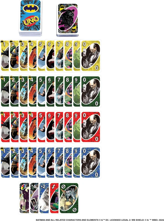 Alt view image 6 of 6 - Mattel Games UNO Batman Card Game for Kids, Adults & Family with Collectible Deck & Special Rule Inspired by Batman Comics