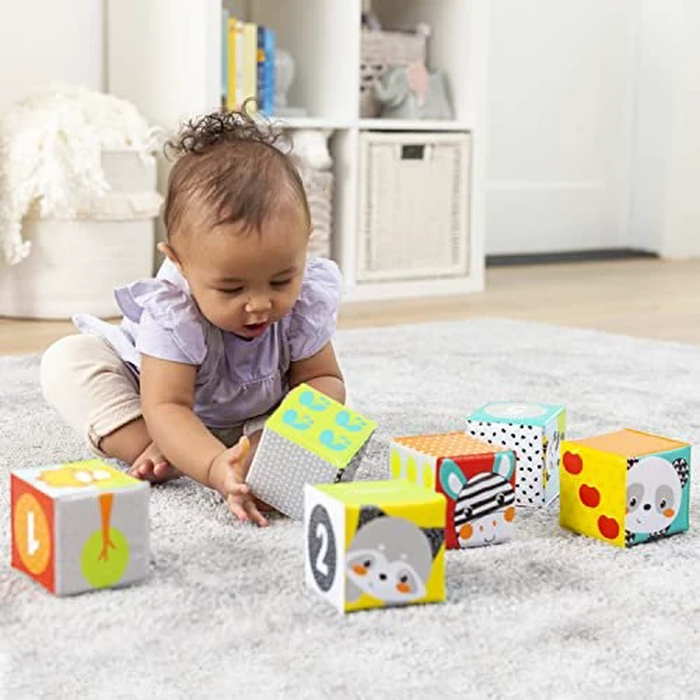 Alt view image 3 of 7 - Infantino Colors & Numbers Bath Blocks - 6 Soft Blocks for Bath or Playtime, Adorable Animals, Numbers, Colors and Patterns, Fun to Stack, Toss, Grasp and Learn, for Babies and Toddlers, 0M+